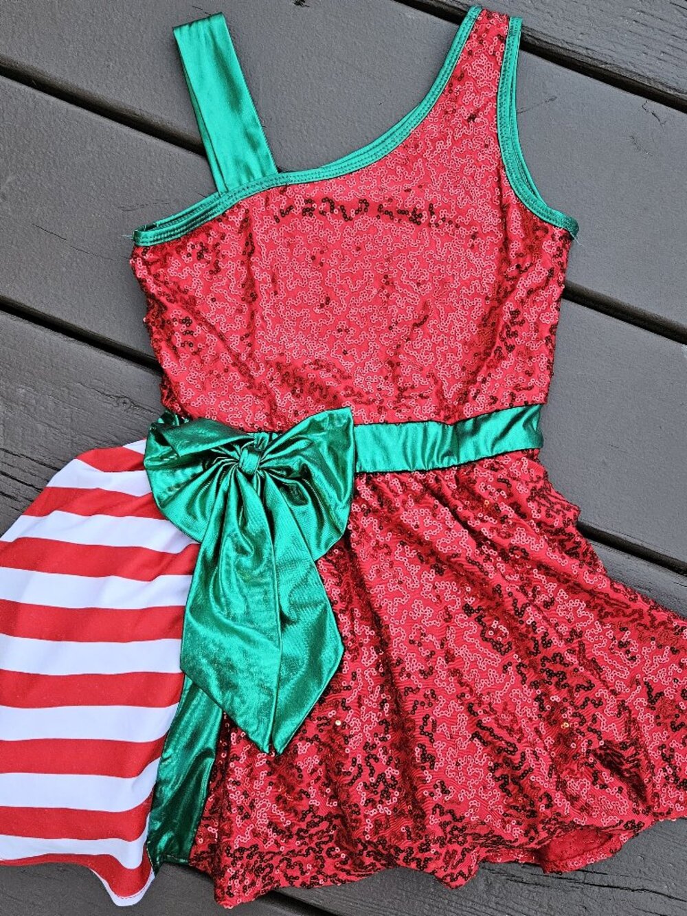 iEFiEL Girls Christmas Tutu Dress Holiday Stripes Leotard Sequins Dance Costume